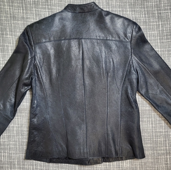 INC Intl Moto Jacket Leather Double Breasted Black Distressed VTG Women's S - Picture 14 of 16